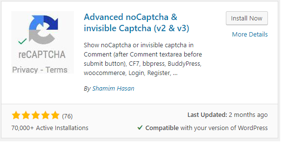 How to Install Google reCAPTCHA on WordPress Site 3 Install the Advanced noCaptcha & invisible Captcha Plugin (v2 & v3)