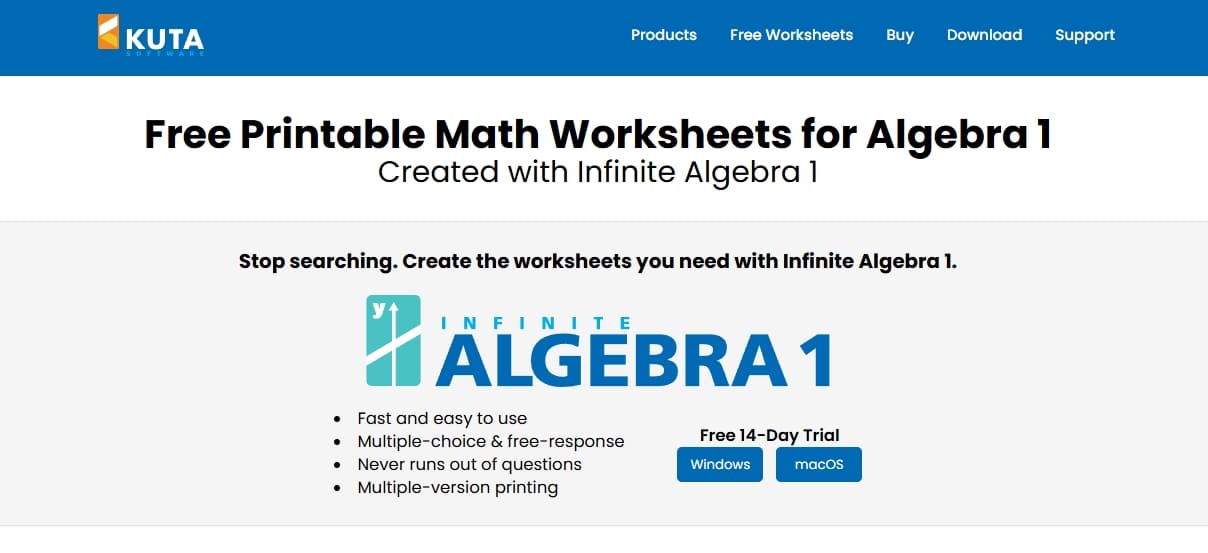 Kuta Software: The Ultimate Math Worksheet Generator for Teachers 2 Test and Worksheet Generators for Math Teachers (1)