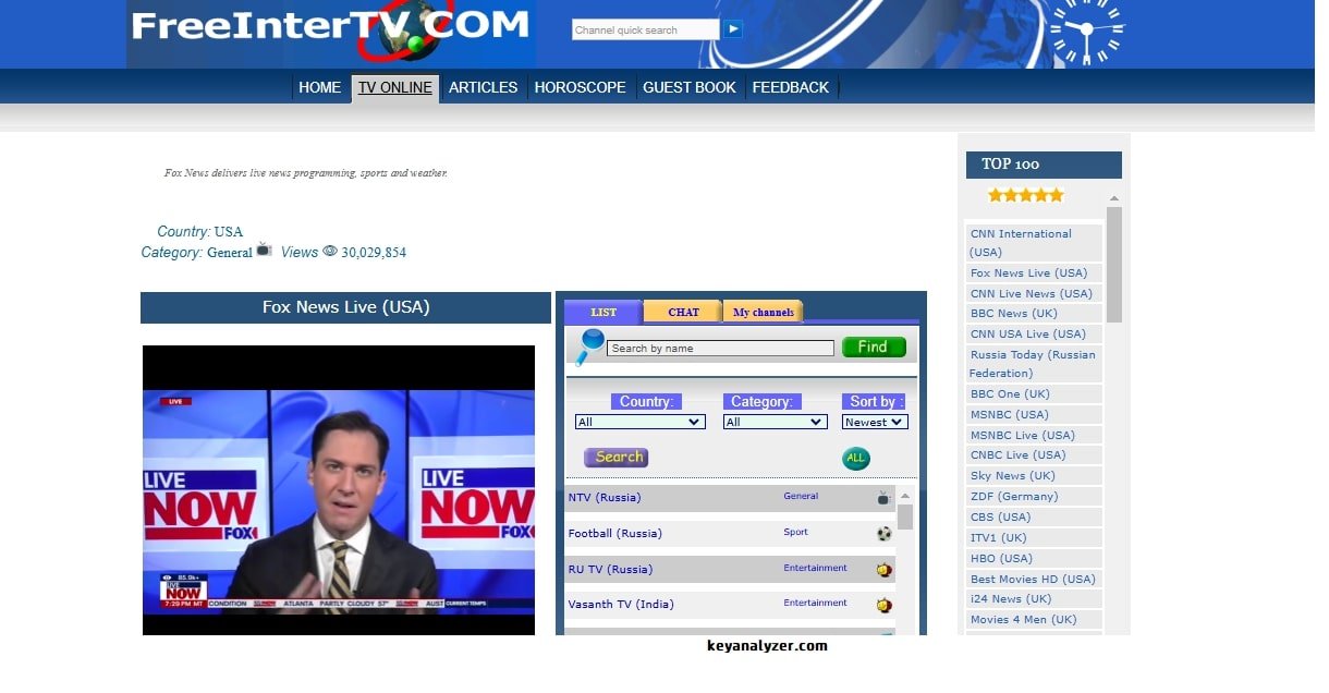 Freeintertv.com: Free Live TV Streaming – CNN, Fox News, BBC, MSNBC, CNBC, CBS 1