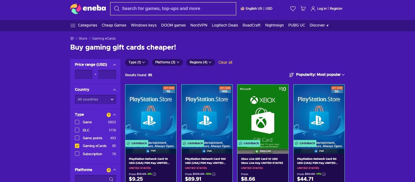 Eneba is a legitimate digital game marketplace