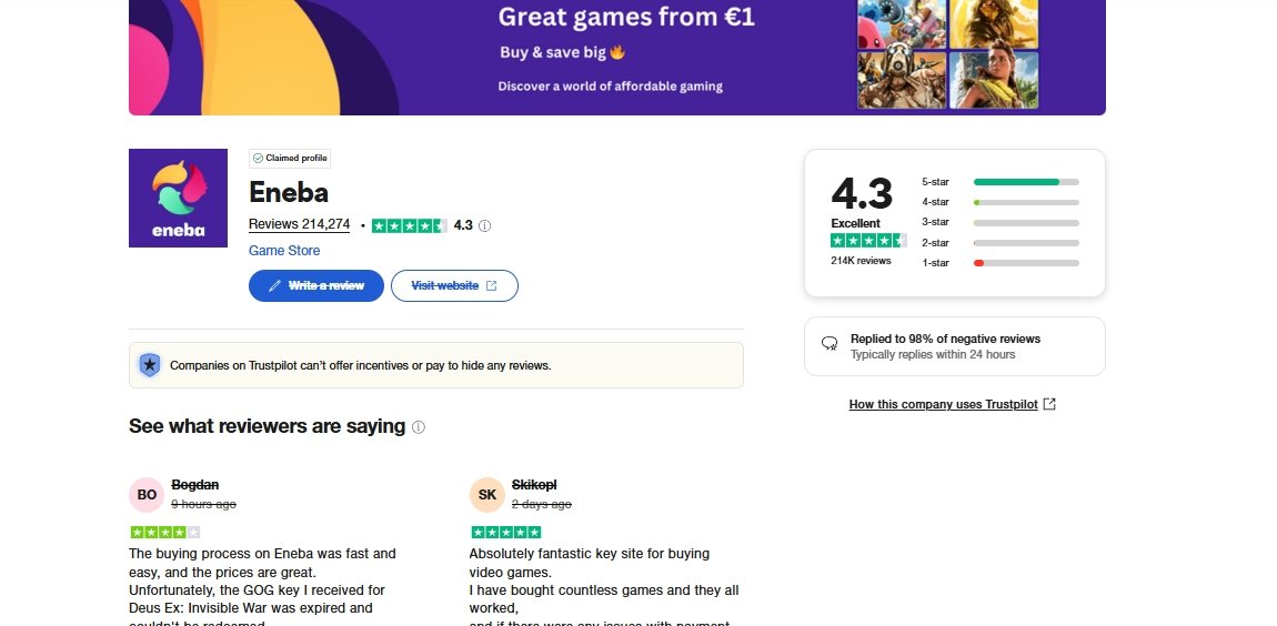 Eneba's Customer Reviews and Real User Experiences